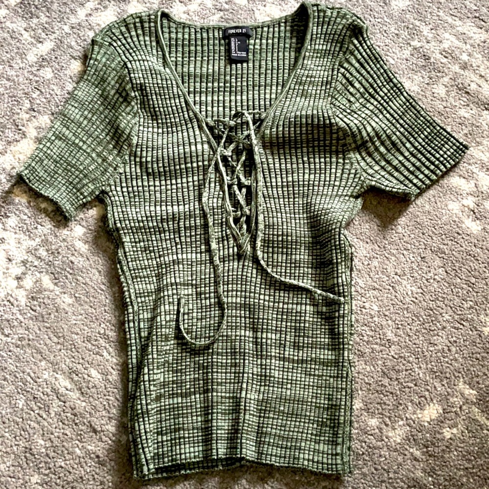 Green Deep V top